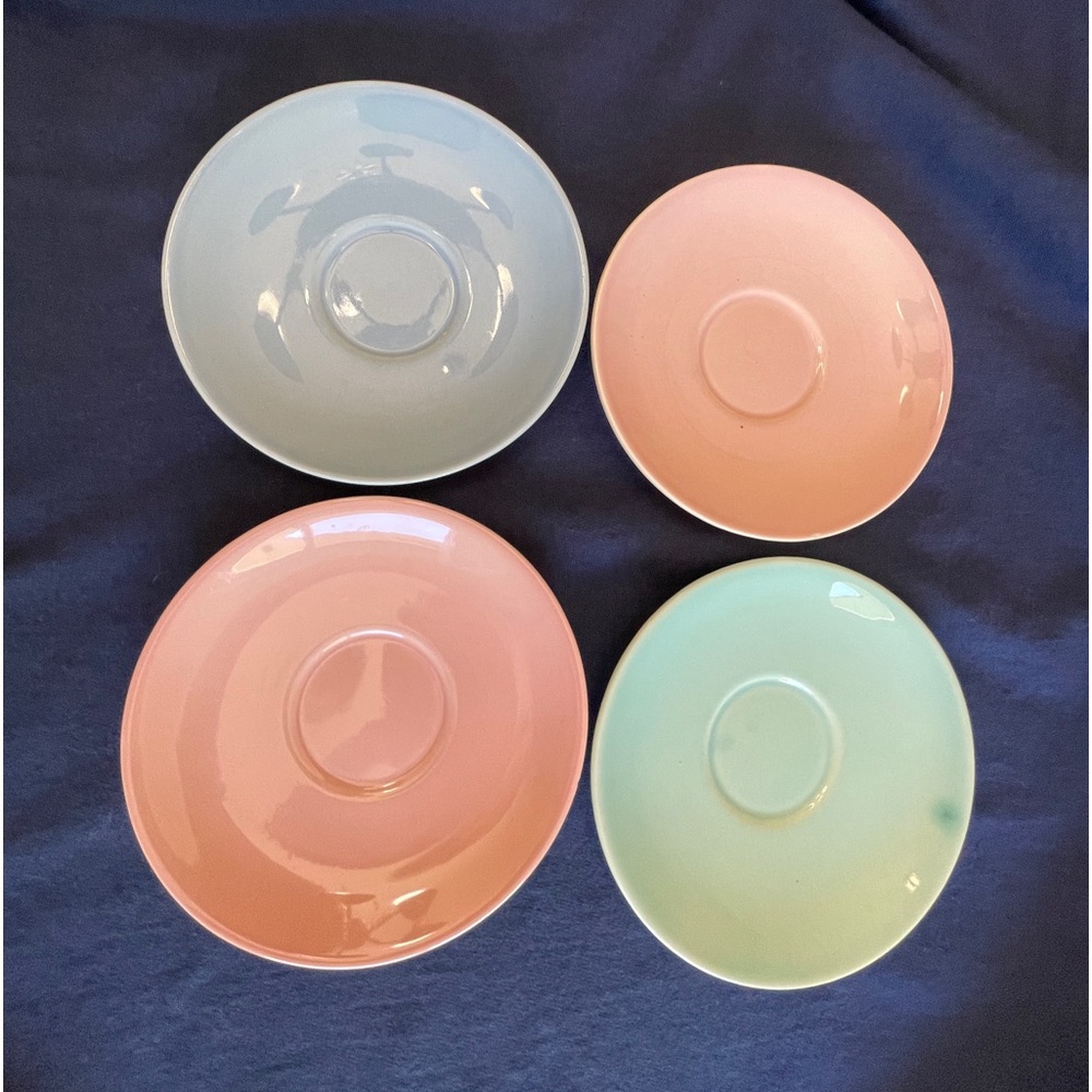Lu Ray Pastels Vintage Saucers 9 Pcs. Blue (4) Pink (2) Green (1) Yellow (2)